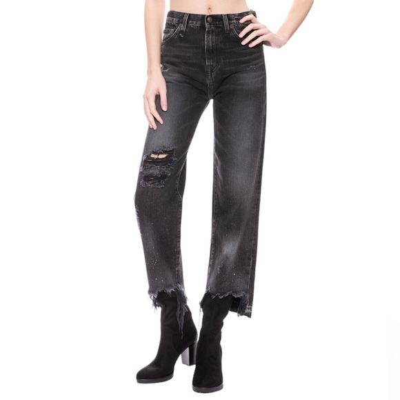 R13 Jeans R3 Womens High Rise Camille Ashford Black Distressed